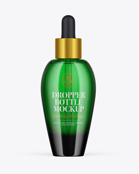 Green Glass Dropper Bottle Mockup PSD #2