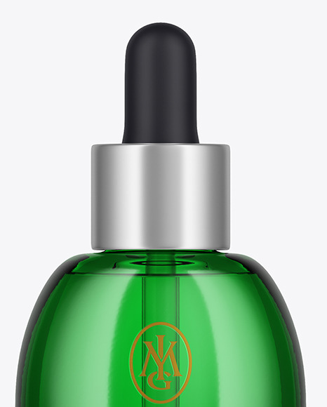 Green Glass Dropper Bottle Mockup PSD #1