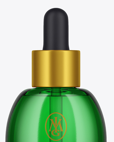 Green Glass Dropper Bottle Mockup PSD #6