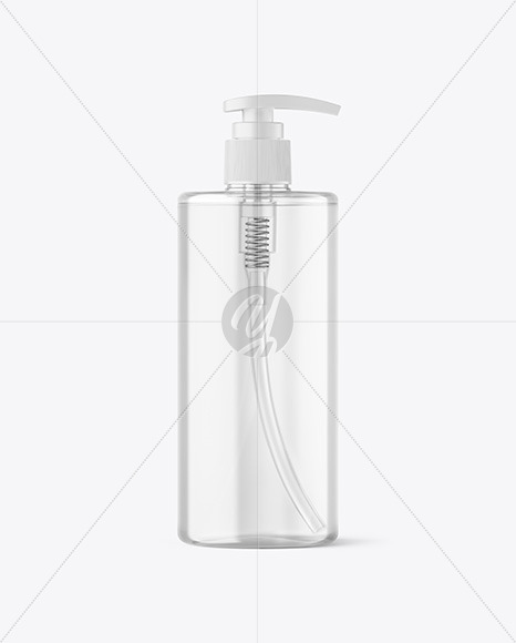 Free Clear Cosmetic Bottle with Pump Mockup PSD Mockups