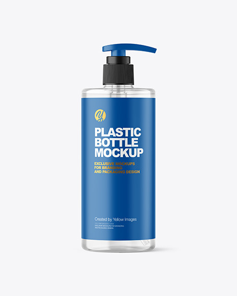 Clear Cosmetic Bottle with Pump Mockup