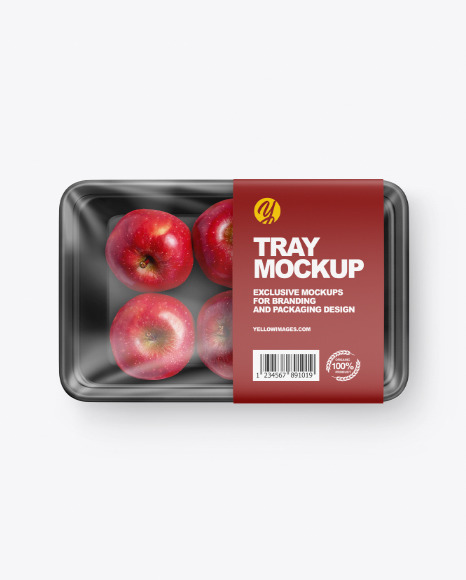 Plastic Tray w/ Red Apples Mockup Plastic Tray w/ Red Apples Mockup