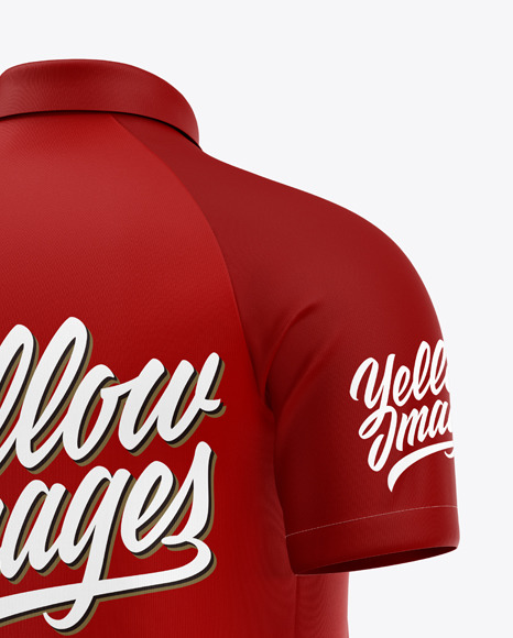 Raglan Zip Polo Shirt Mockup   Back Half Side View PSD #2