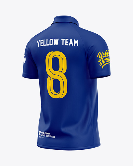 Raglan Zip Polo Shirt Mockup   Back Half Side View PSD #7