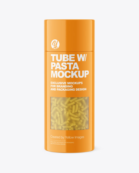 Glossy Paper Tube w  Fusilli Pasta Mockup PSD #2