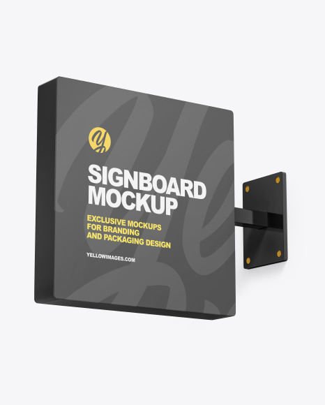 Plastic Square Signboard Mockup