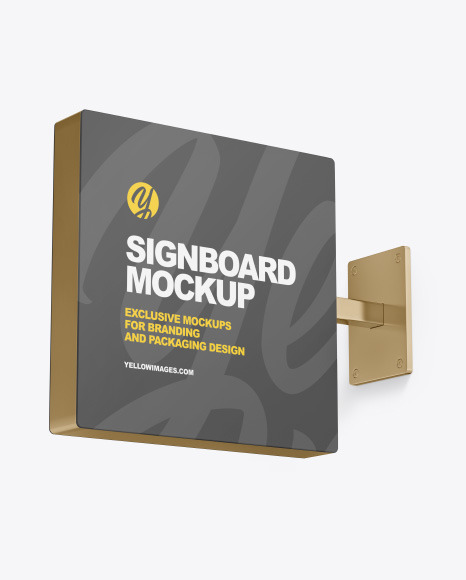 Metallic Square Signboard Mockup