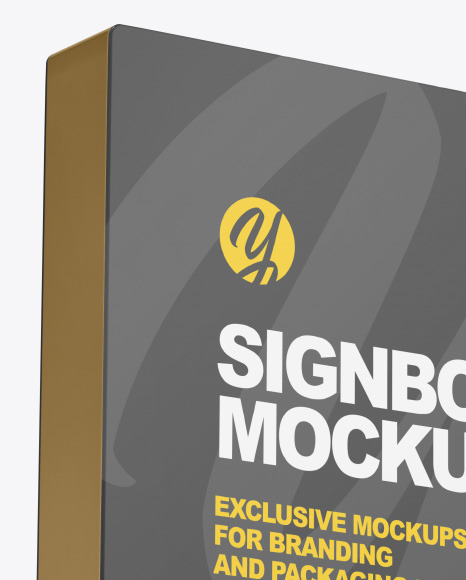 Metallic Square Signboard Mockup PSD #1