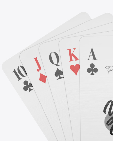 Five Playing Cards Mockup PSD #2
