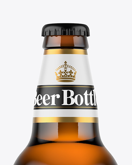 Amber Glass Beer Bottle Mockup PSD #3