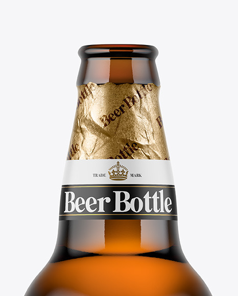 Amber Glass Beer Bottle Mockup PSD #5