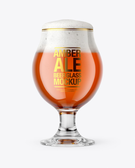 Tulip Glass With Amber Ale Beer Mockup PSD #2