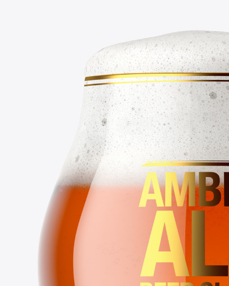 Tulip Glass With Amber Ale Beer Mockup PSD #3