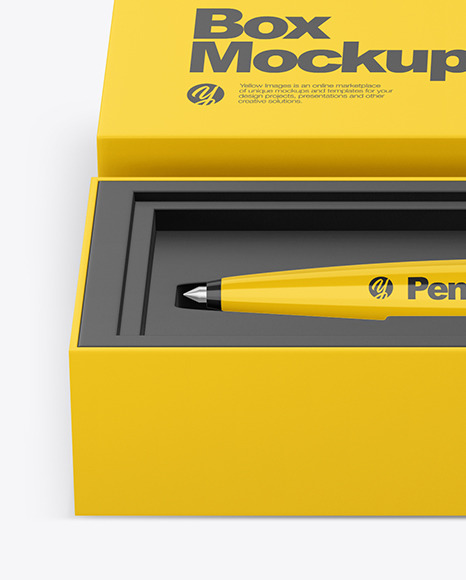 Glossy Pen in Box Mockup PSD #2