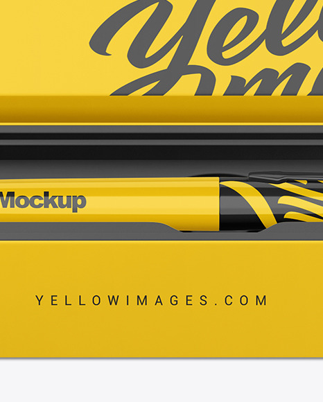 Glossy Pen in Box Mockup PSD #1