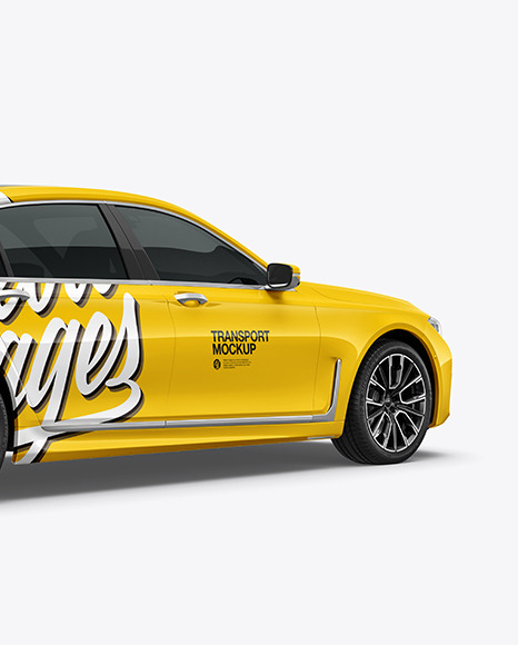 Luxury Sedan Mockup - Back Half Side View