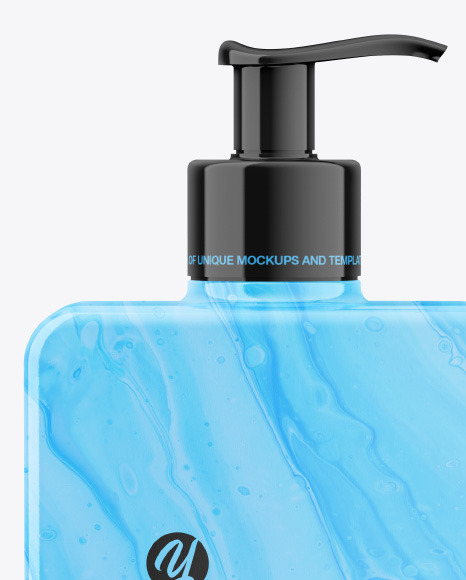 Plastic Square Bottle with Pump Mockup bottle 97640