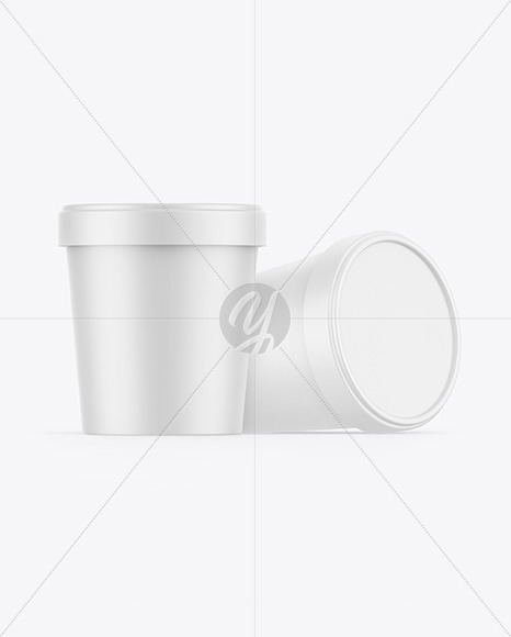 Two Matte Ice Cream Cups Mockup PSD #3