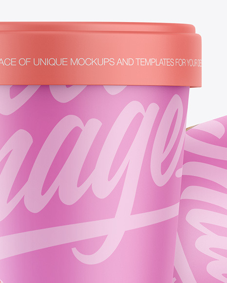 Two Matte Ice Cream Cups Mockup PSD #6