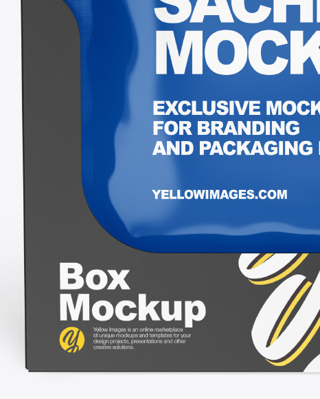 Glossy Sachets w  Paper Box Mockup PSD #4