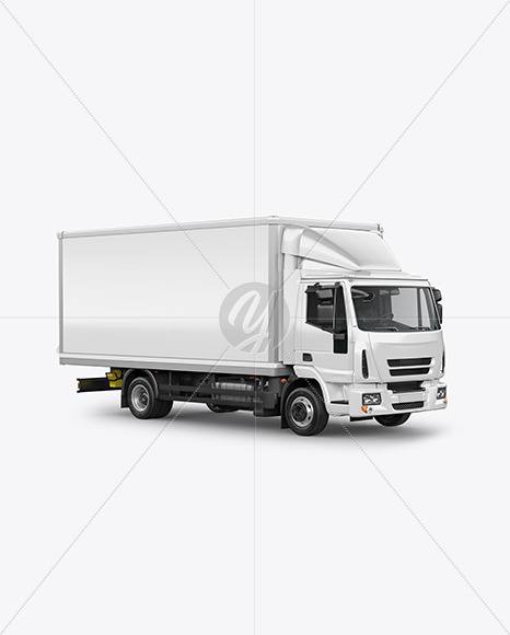 Box Truck Mockup   Half Side View PSD #1