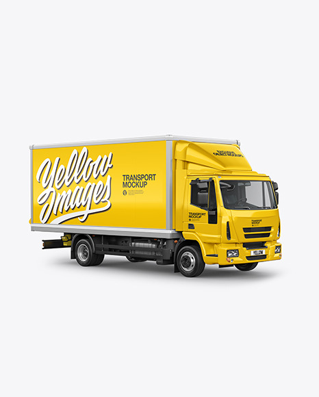 Box Truck Mockup   Half Side View PSD #6