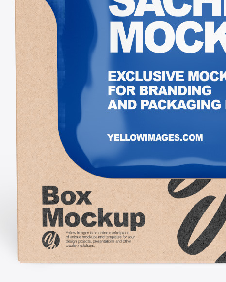 Glossy Sachets w  Kraft Box Mockup PSD #4