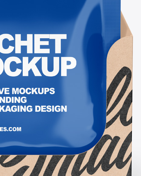 Glossy Sachets w  Kraft Box Mockup PSD #5