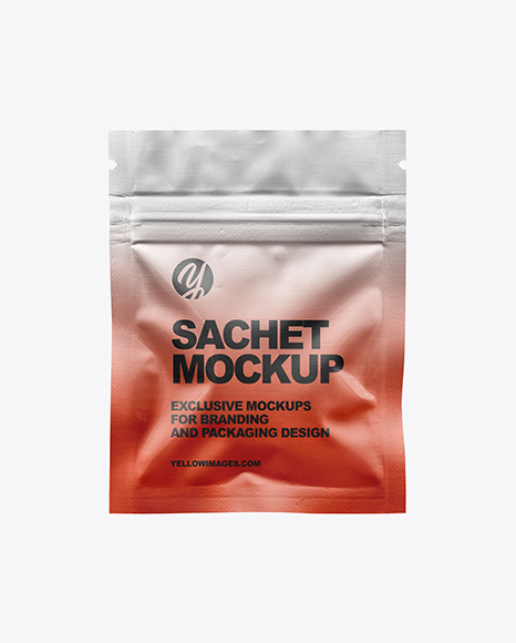 Metallic Sachet with Zip Lock Mockup PSD #2