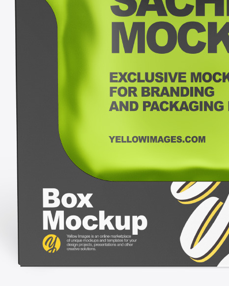 Metallic Sachets w  Paper Box Mockup PSD #4