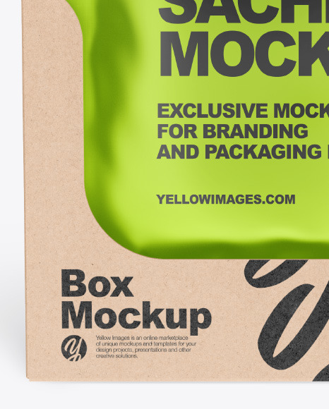 Metallic Sachets w  Kraft Box Mockup PSD #4