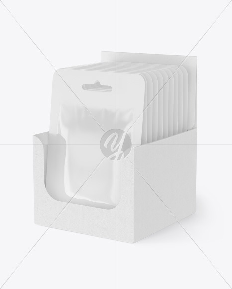 Glossy Sachets w  Kraft Box Mockup PSD #3