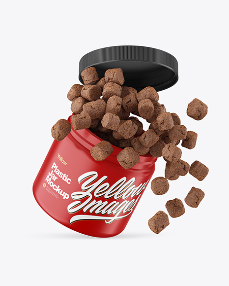 Matte Plastic Jar w/ Pets Snack  Mockup