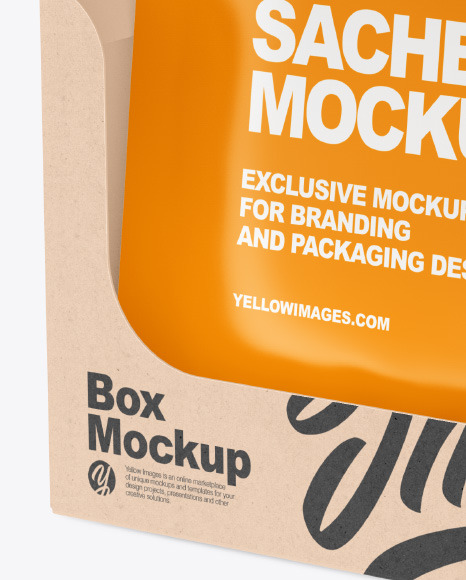 Matte Sachets w  Kraft Box Mockup PSD #4