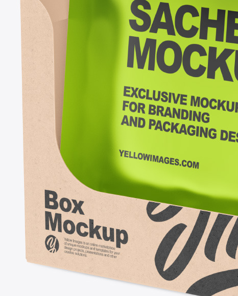 Metallic Sachets w  Kraft Box Mockup PSD #4