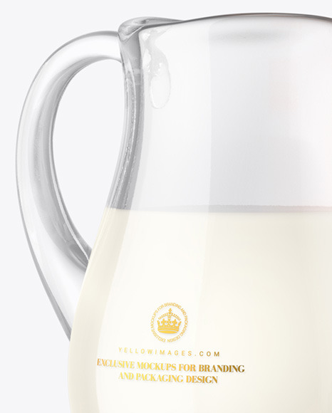 Glass Milk Jug and Bowl with Corn Flakes Mockup Glass Milk Jug and Bowl with Corn Flakes Mockup