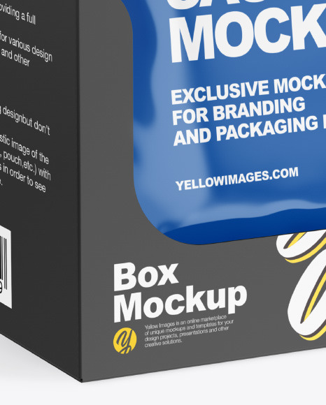 Glossy Sachets w  Paper Box Mockup PSD #4