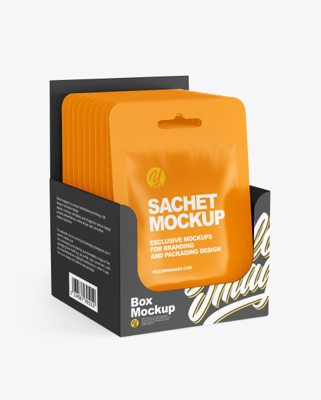 Matte Sachets w  Paper Box Mockup PSD #2