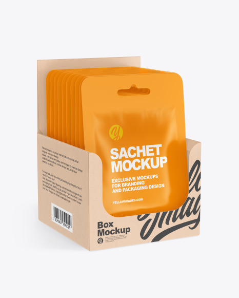 Matte Sachets w  Kraft Box Mockup PSD #2