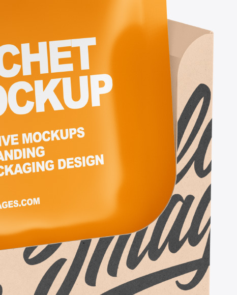 Matte Sachets w  Kraft Box Mockup PSD #5