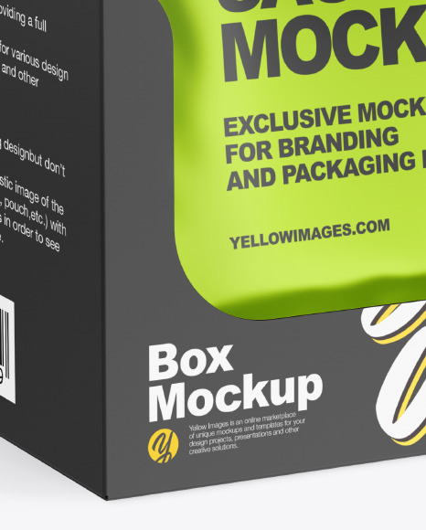 Metallic Sachets w  Paper Box Mockup PSD #4