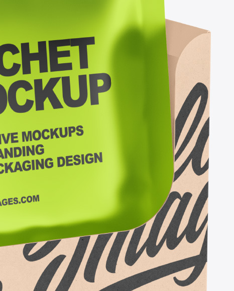 Metallic Sachets w  Kraft Box Mockup PSD #5