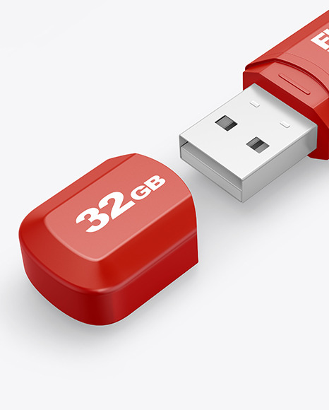 Plastic USB Flash Drive Mockup PSD #2