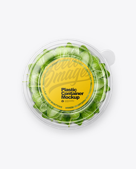 Paper Container With Salad &amp; Transparent Cap Mockup