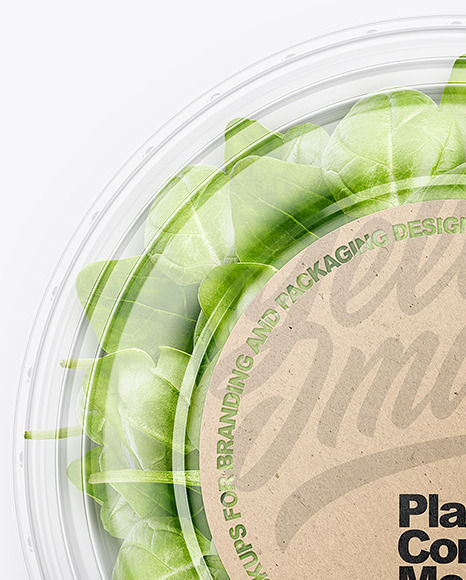 Paper Container With Salad   Transparent Cap Mockup PSD #1