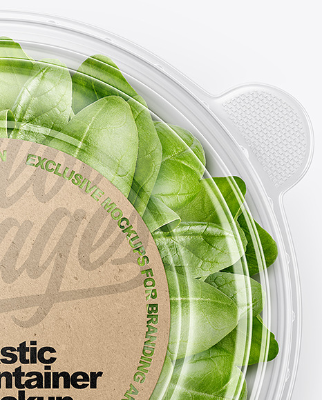Paper Container With Salad   Transparent Cap Mockup PSD #6