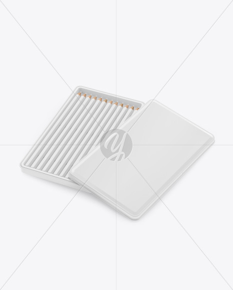Opened Glossy Box w  Pencils Mockup PSD #3