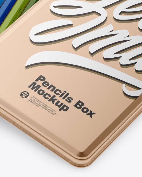 Opened Metallic Box w  Pencils Mockup PSD #6