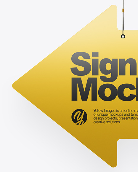 Metallic Arrow Sign Mockup PSD #3