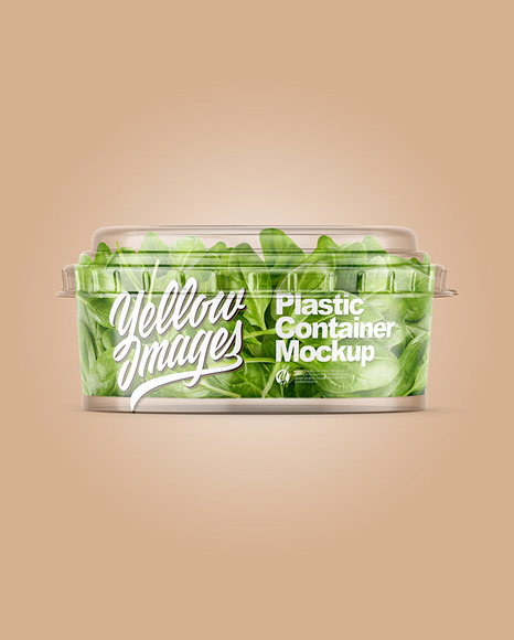 Clear Plastic Container with Salad Mockup PSD #6